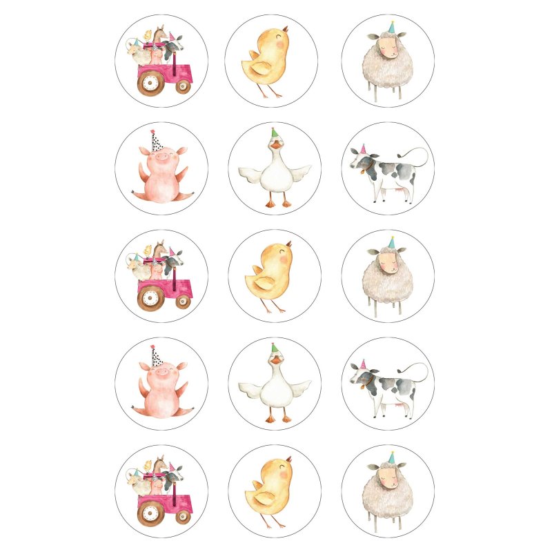 Pre-Designed Edible Images - Cupcake Toppers - Farm Animals | Lollipop ...