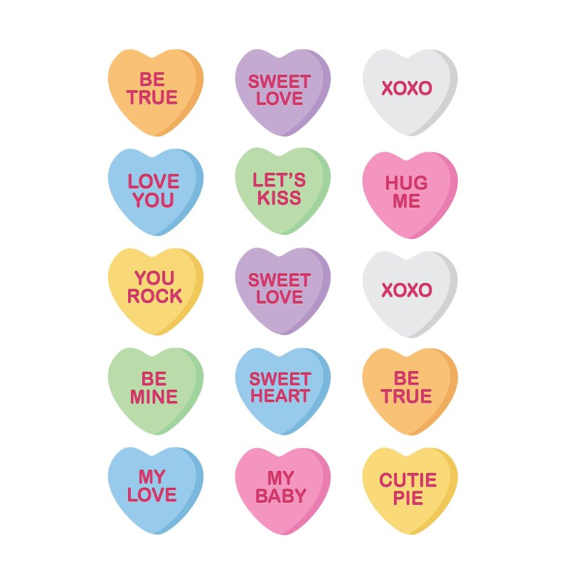 Pre-Designed Edible Images - Cupcake Toppers - Sweet Candy Hearts ...