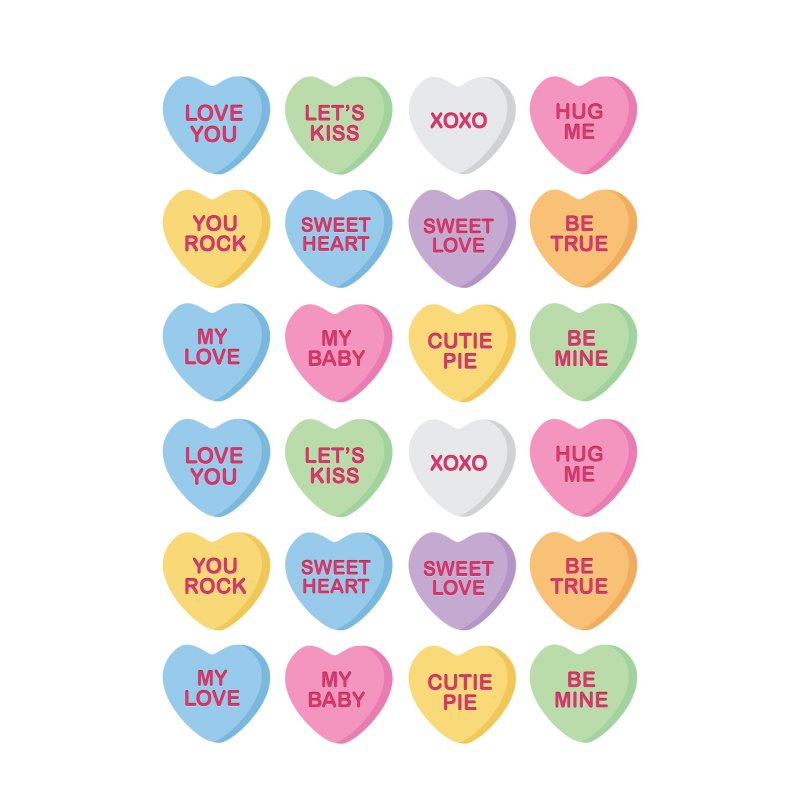 Pre-Designed Edible Images - Cupcake Toppers - Sweet Candy Hearts ...