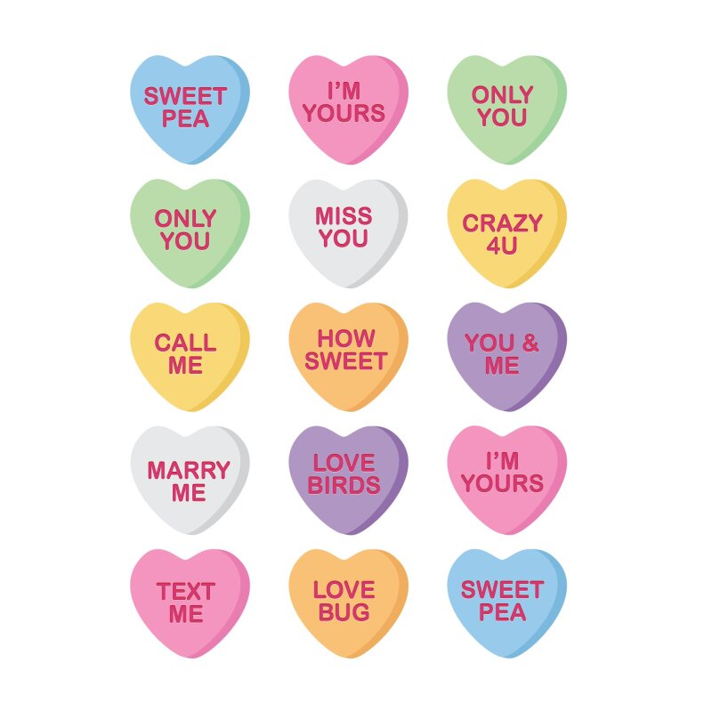 Pre-Designed Edible Images - Cupcake Toppers - Love Bug Candy Hearts ...