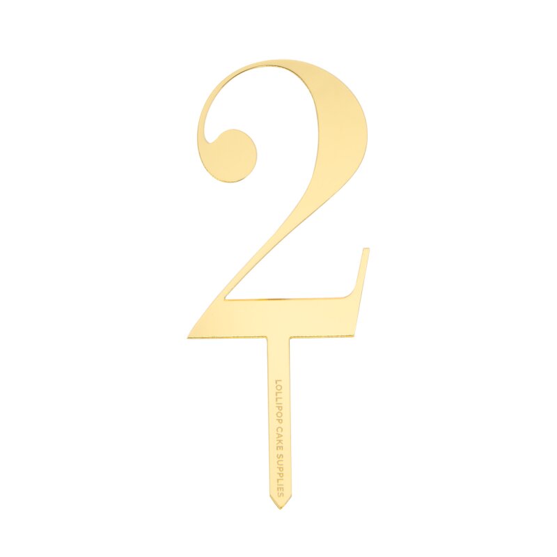 Single Number Acrylic Cake Topper - Mirror Gold 