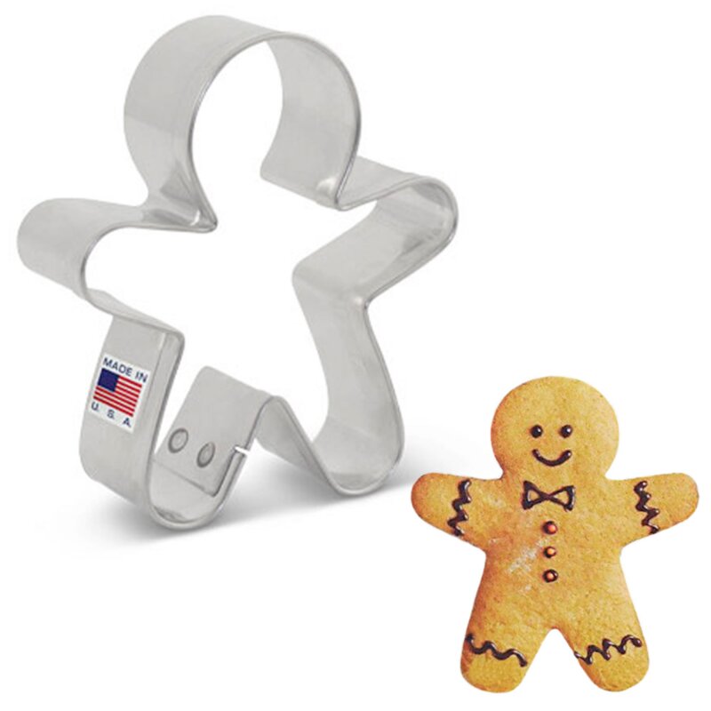 Ann Clark Tin Plated Steel Cookie Cutter Gingerbread Man 3 Sizes Lollipop Cake Supplies 7713