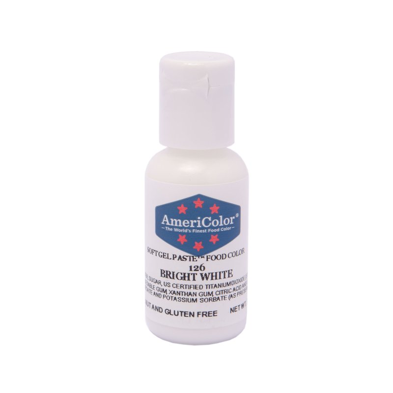 Americolor Soft Gel Paste - Bright White | Lollipop Cake Supplies